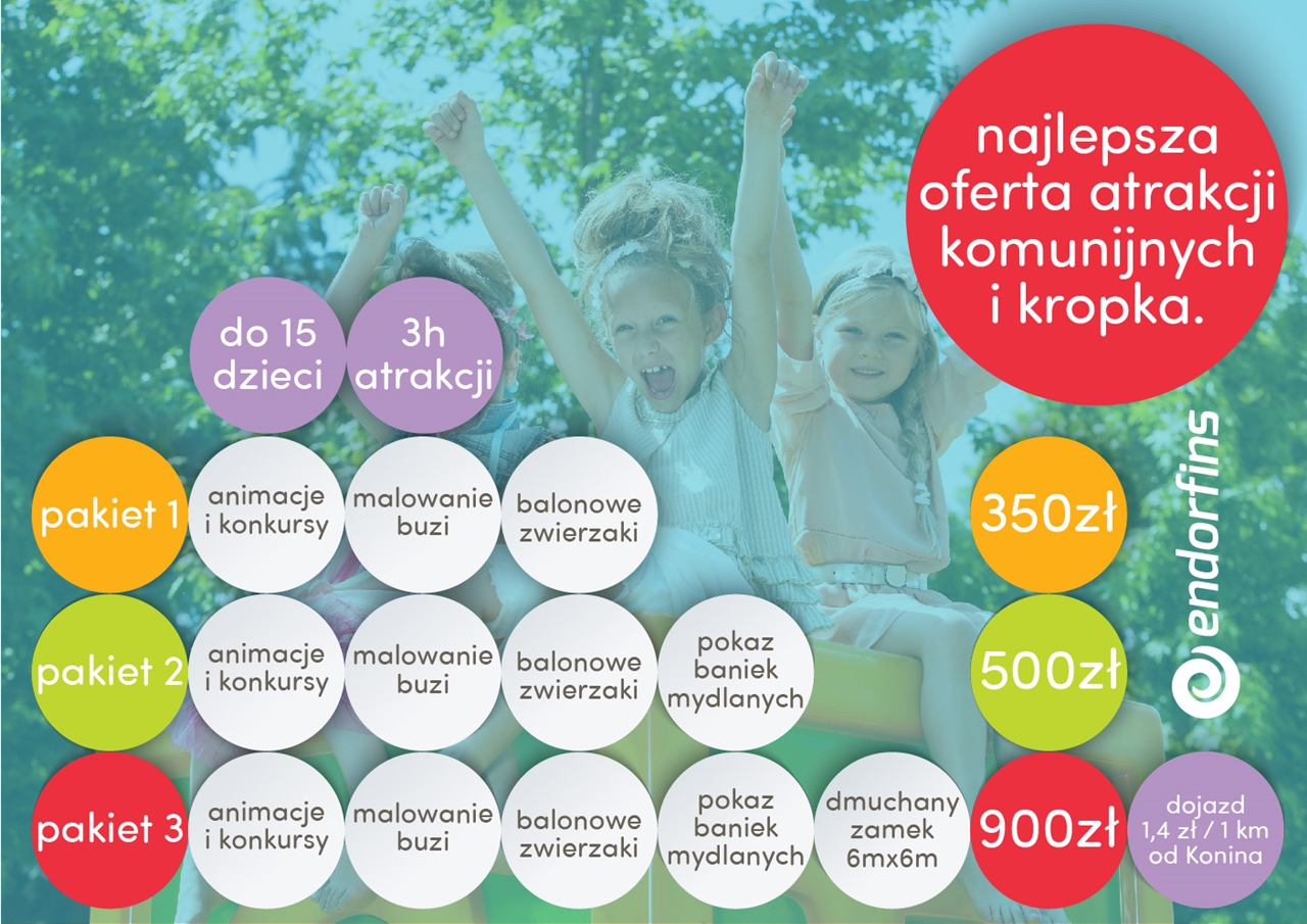 organizacja zabaw i animacji dla dzieci podczas komunii oraz zapewnienie dmuchańcy